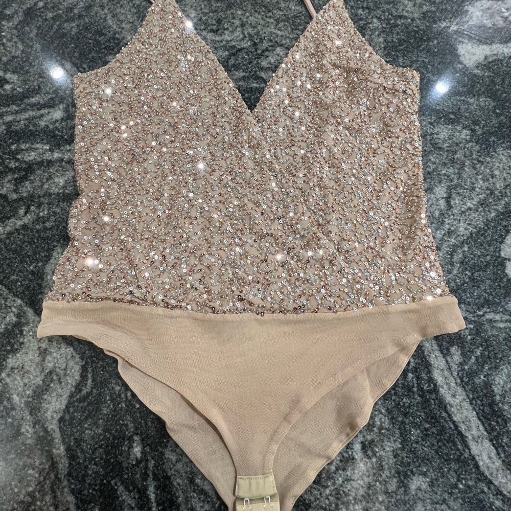 Jonathan Simkhai Sequin Embellished Top in Gold and Silver - Picture 2 of 7